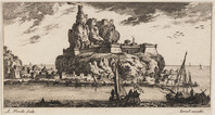 TvB G 5902
<br/>
Galjoen bij een kustplaats met vesting op de rotsen
<br/>
<em>Perelle, Adam (1640-1695)</em>